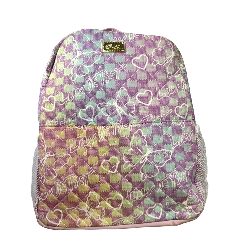 Luv Betsey by Betsey Johnson Pastel‎ Plaid Quilted Backpack with Pouch NWT
